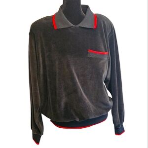 Vintage Lizsport Velour Sweater Black/Red
